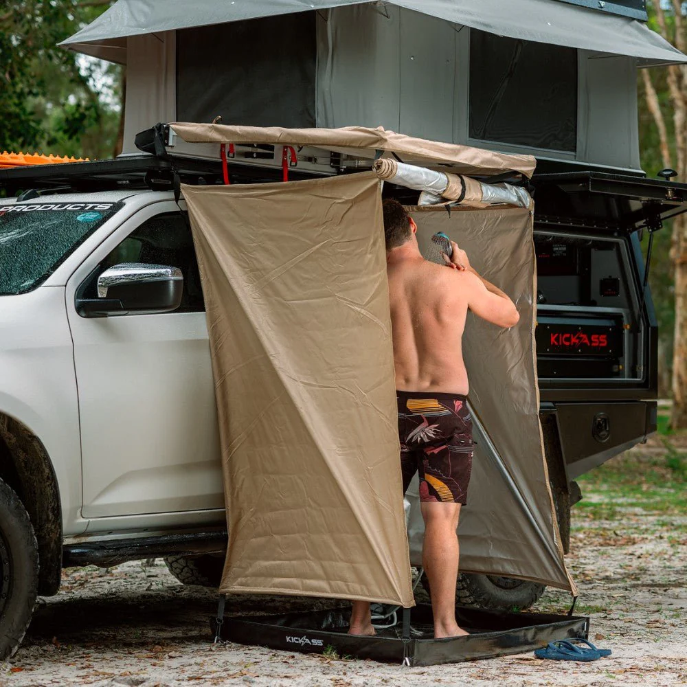KickAss Premium Shower Awning with Roof & LED Light Strip - Image 2