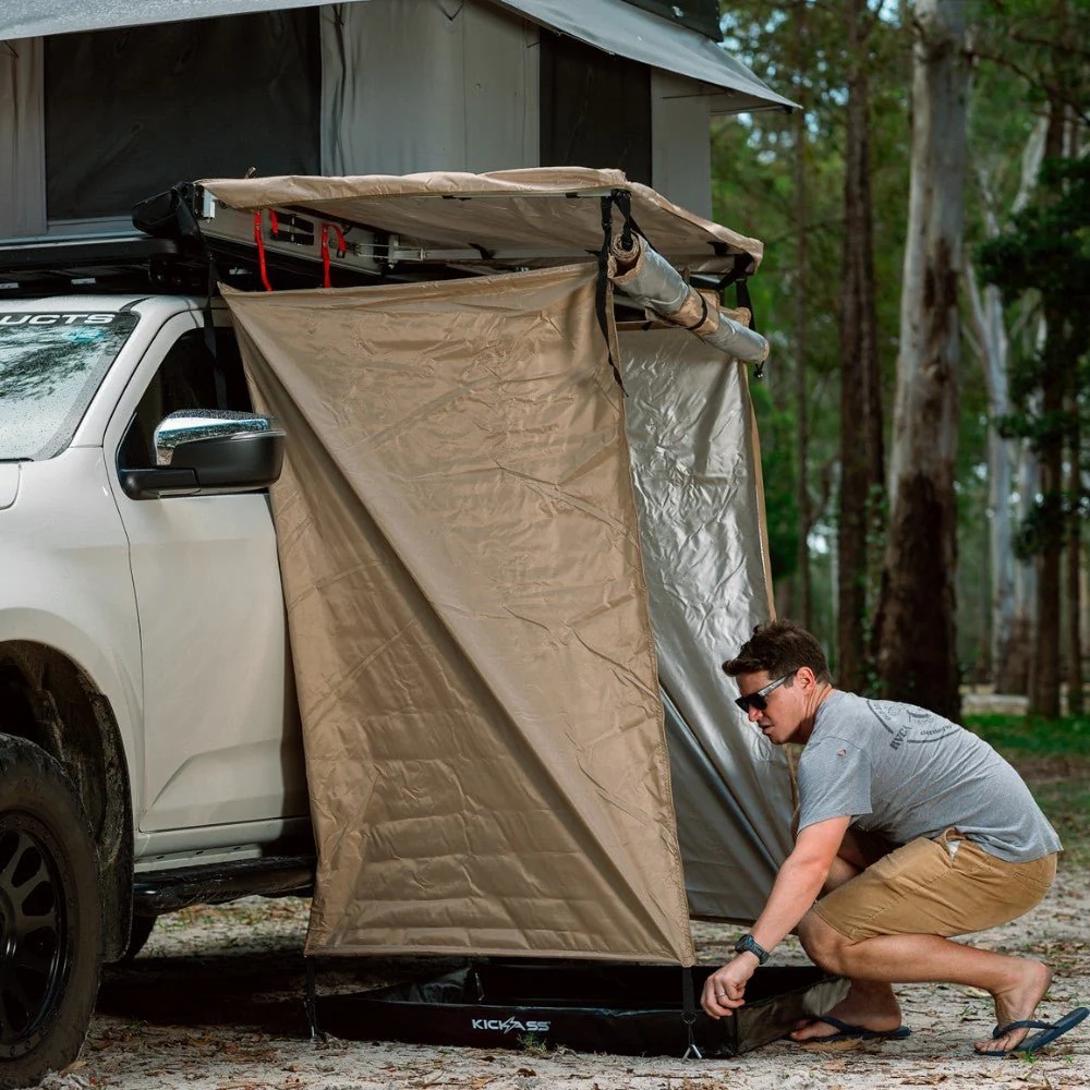 KickAss Premium Shower Awning with Roof & LED Light Strip - Image 3