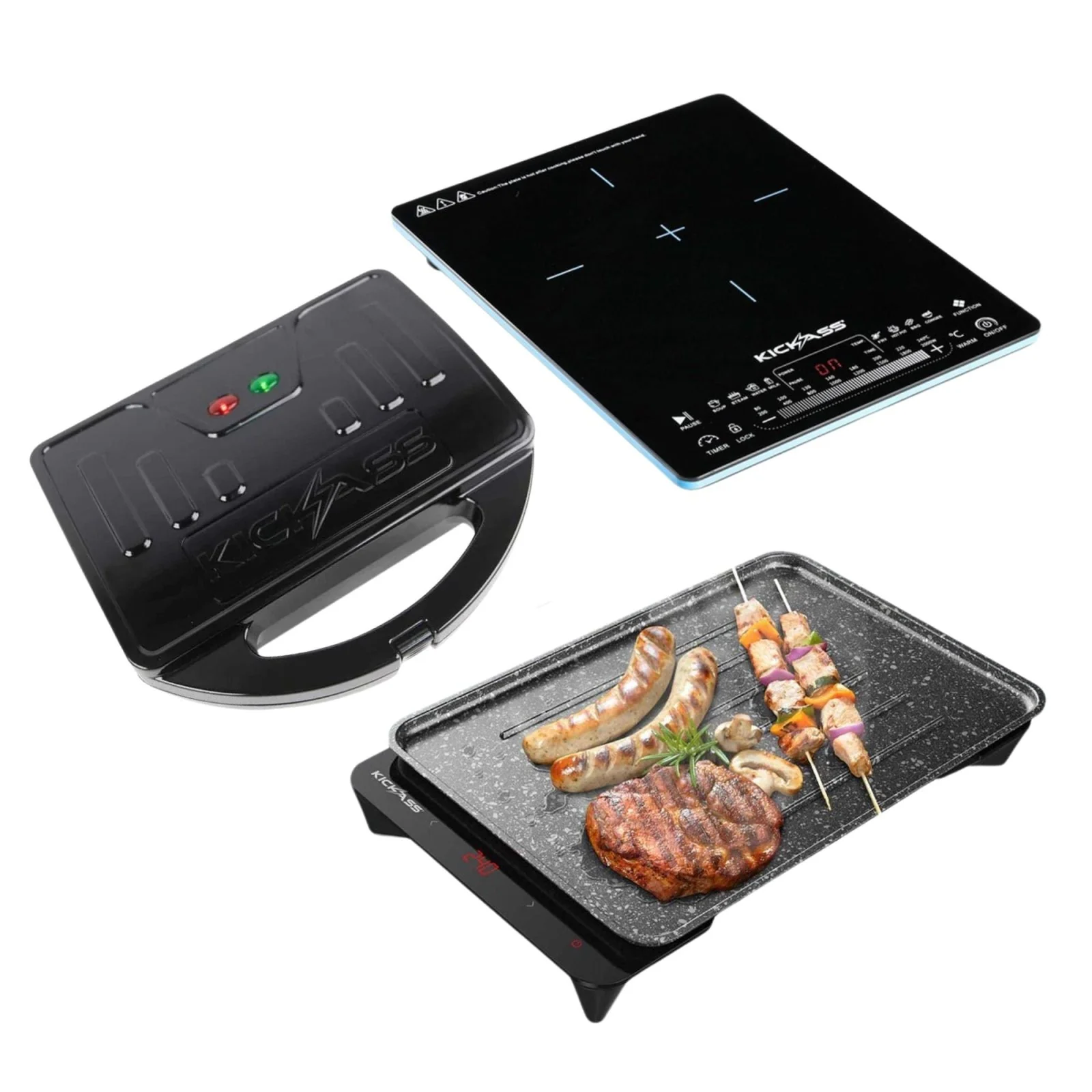 KickAss Camp Kitchen Bundle with Induction Cooktop, Electric BBQ & Jaffle Maker