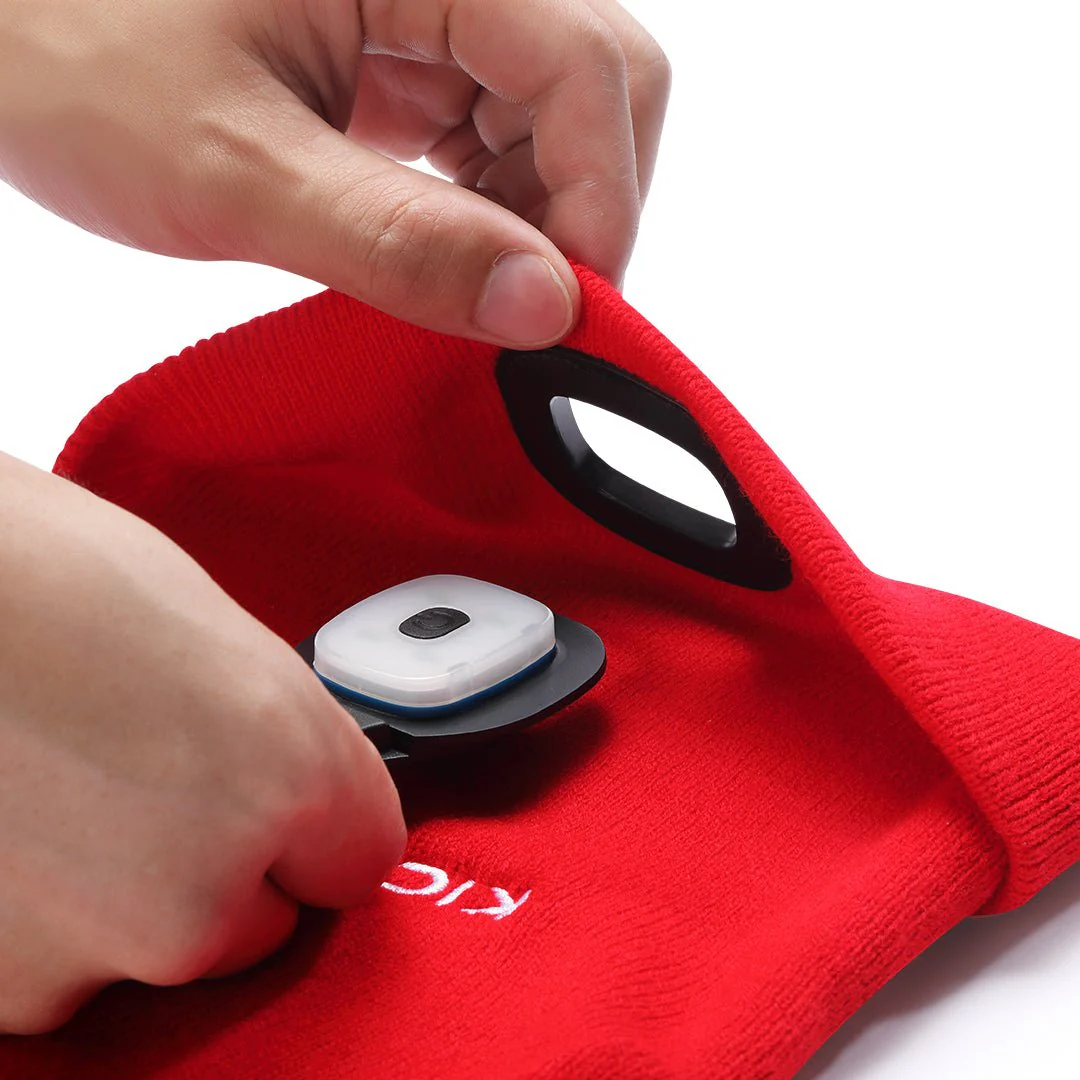 KickAss Beanie with Rechargeable LED Light - Red - Image 4
