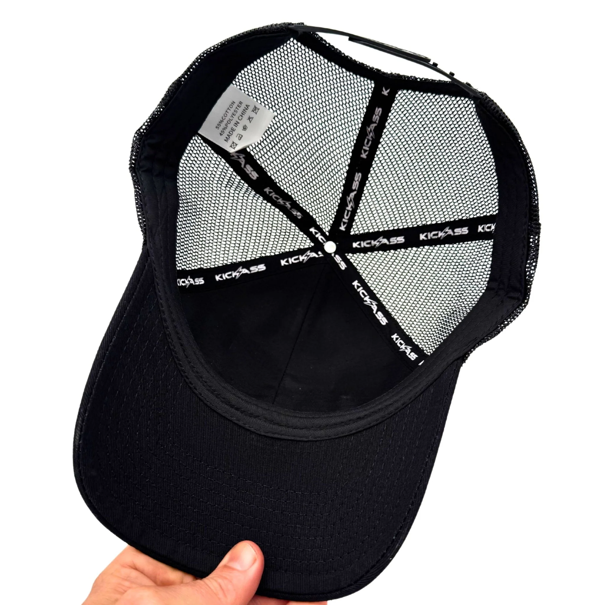 KickAss Snapback Trucker Cap - All Black with Black KA logo - Image 3