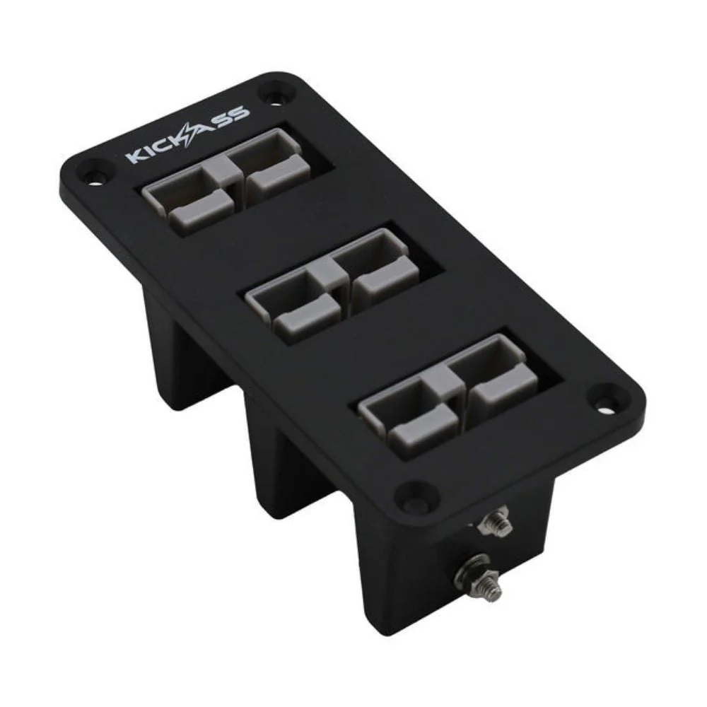 KickAss Triple 50A Anderson Flush Mount 2 Hole Panel | Grey 50A Connector