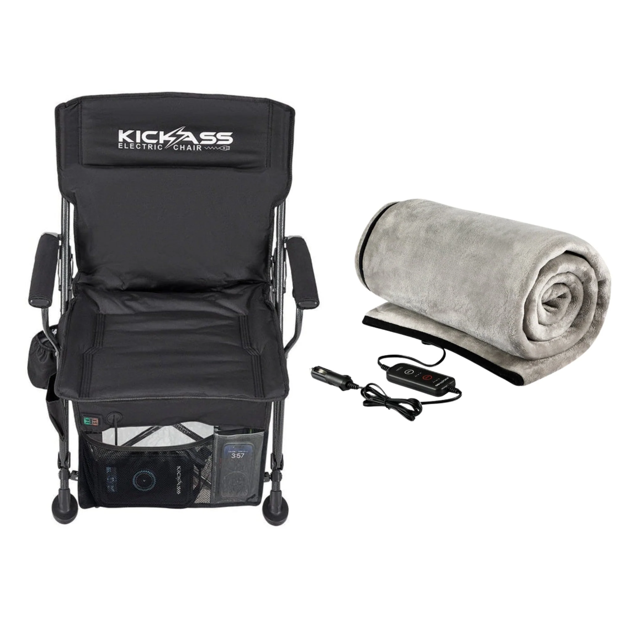 KickAss Ultimate Adventure Electric Camping Chair + 12V 24V Electric Blanket Bundle