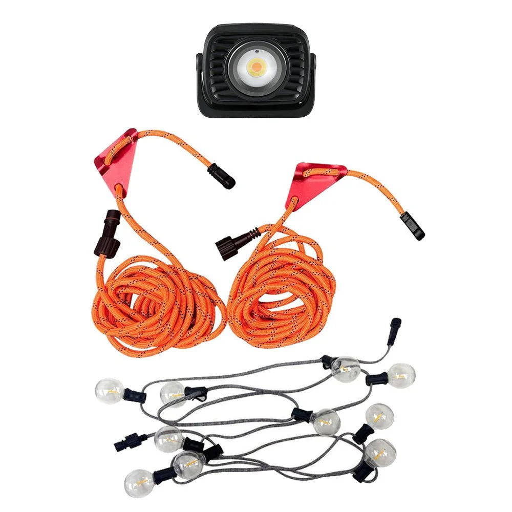 KickAss Ultra Bright Magnetic Work Light + Outdoor Tie-Down Guy Rope LED Lighting Kit Bundle