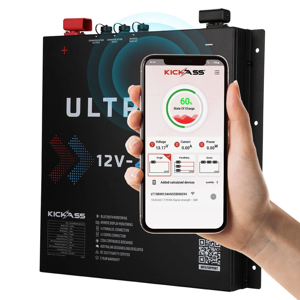 KickAss Smart 12V 230Ah Ultra-X Lithium Slimline Deep Cycle Battery LiFePO4 - Image 2