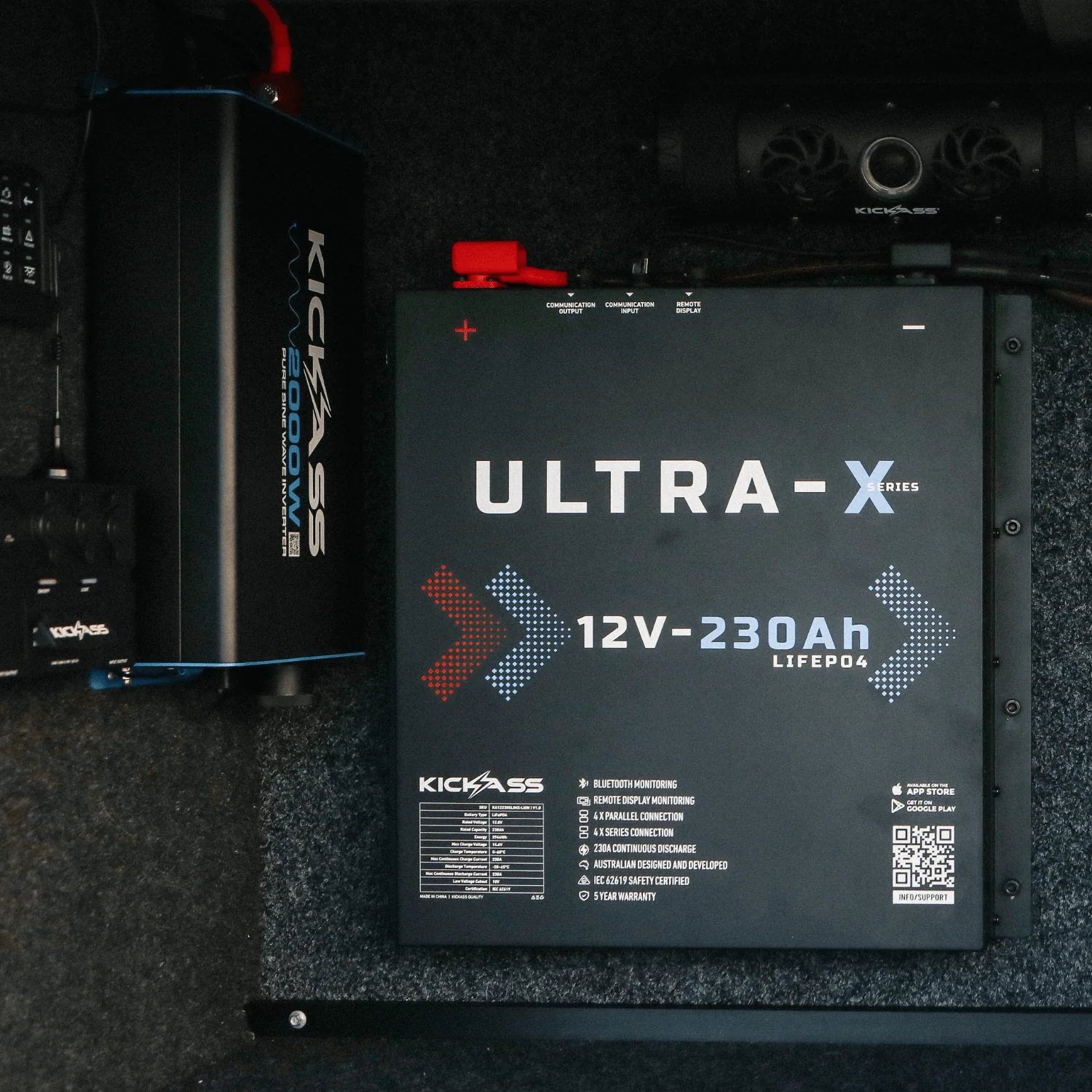 KickAss Smart 12V 230Ah Ultra-X Lithium Slimline Deep Cycle Battery LiFePO4 - Image 3