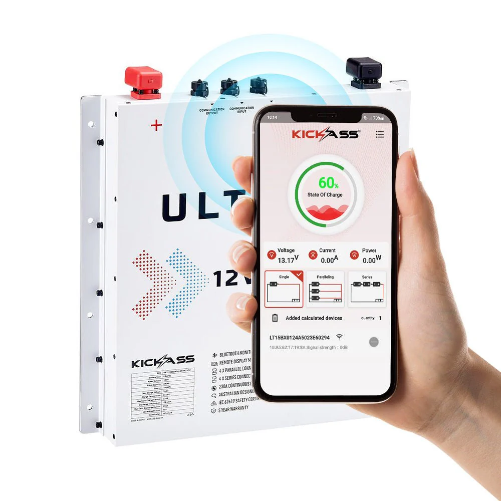 KickAss Smart 12V 230Ah Ultra-X Lithium Slimline Deep Cycle Battery LiFePO4 - Arctic White - Image 2