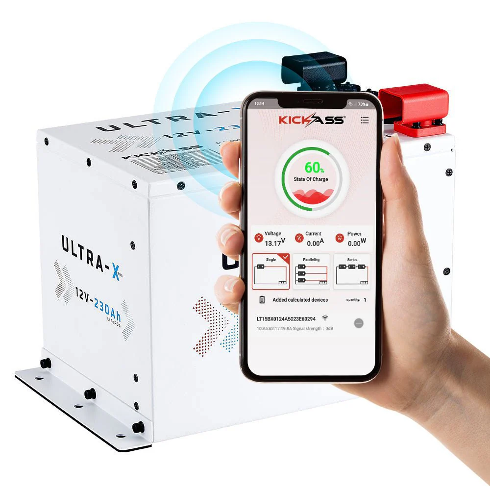 KickAss Smart 12V 230Ah Ultra-X Lithium Compact Deep Cycle Battery LiFePO4 - Arctic White - Image 2